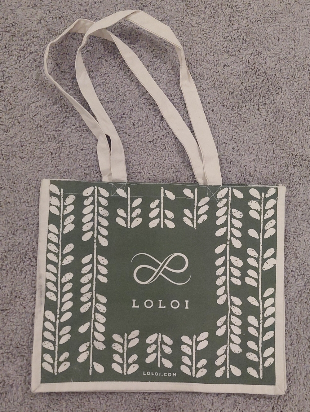 LOLOI Green Canvas Tote Bag